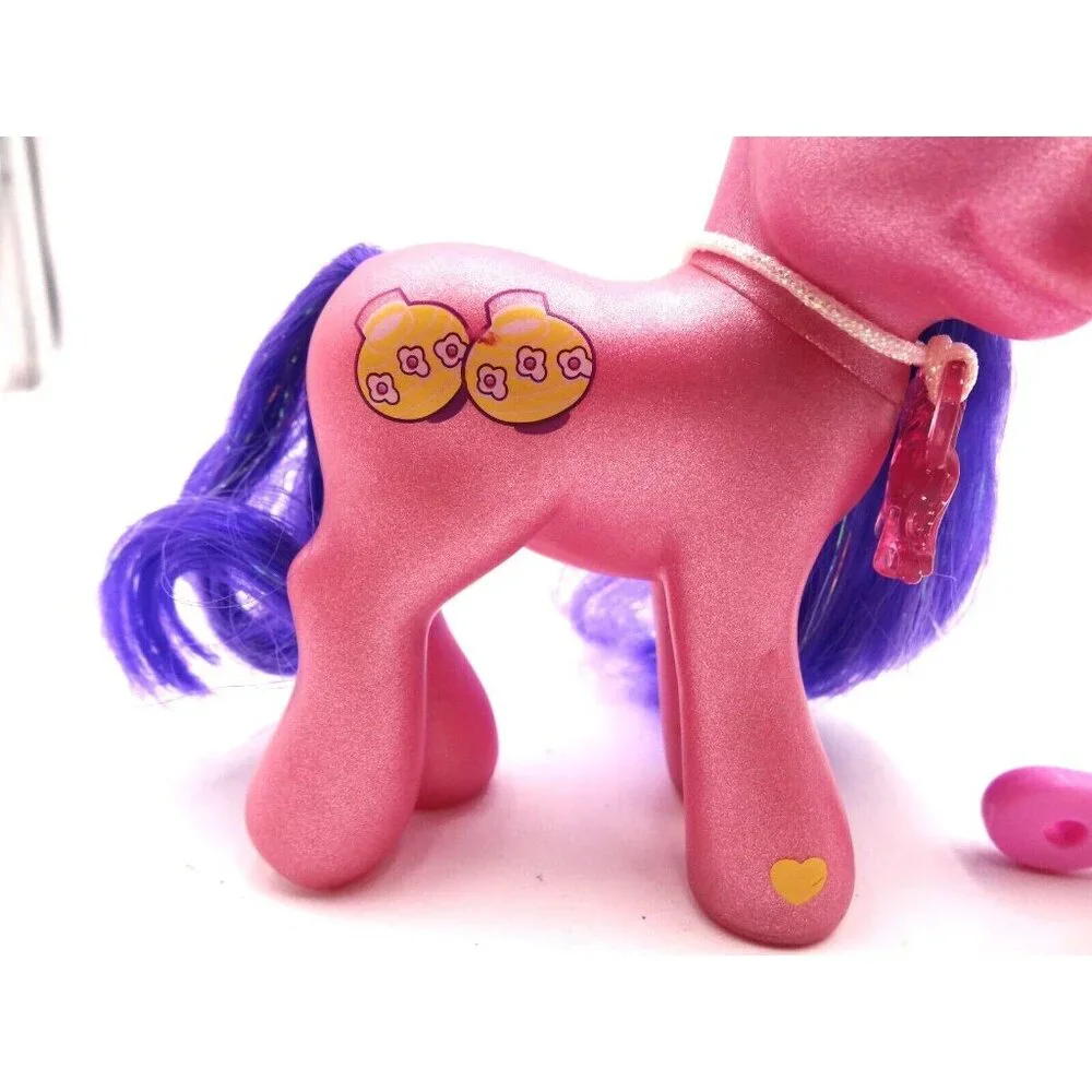 Hasbro's Pink My Little‎ Pony 2002  Kimono Purple Tinsel Hair Charm Necklace Br